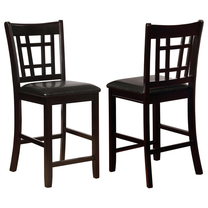 Lavon Lattice Back Counter Stools Tan and Espresso (Set of 2)