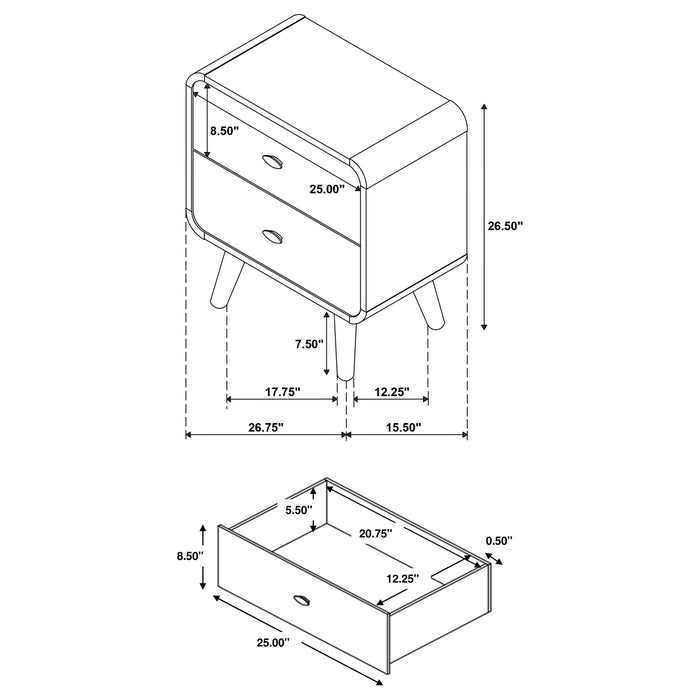 Robyn 2-drawer Nightstand Dark Walnut