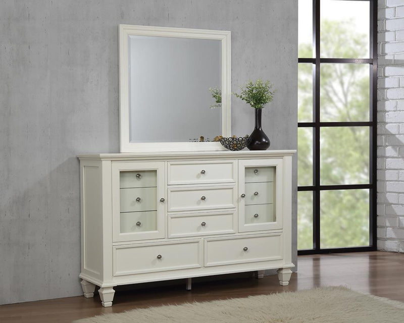 Sandy Beach Rectangular Dresser Mirror Cream White - Furniture City (CA)l