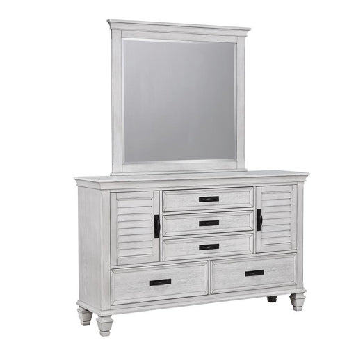 Franco Rectangular Dresser Mirror Antique White - Furniture City (CA)l