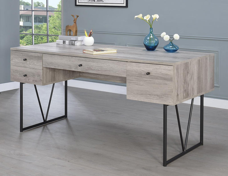 Analiese 4-drawer Writing Desk Grey Driftwood - Furniture City (CA)l