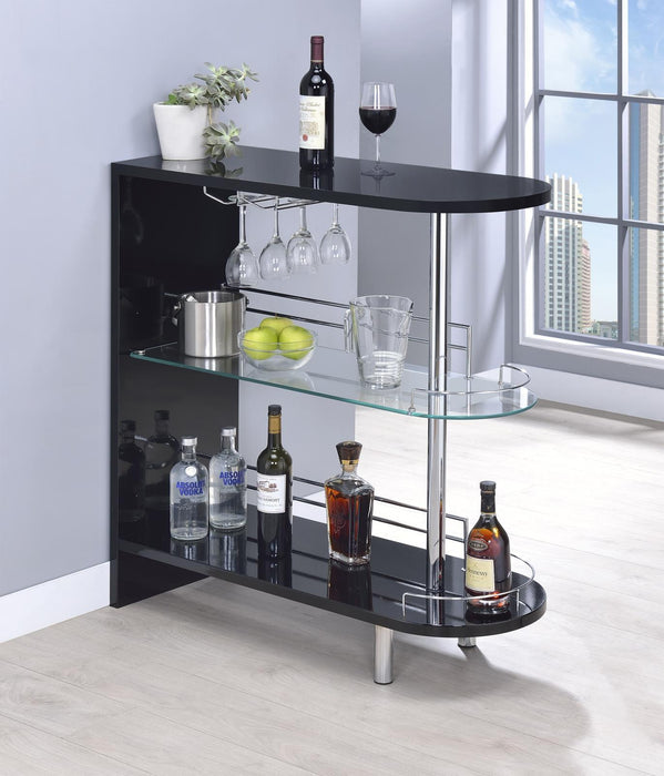 Adolfo 3-tier Bar Table Glossy Black and Clear - Furniture City (CA)l
