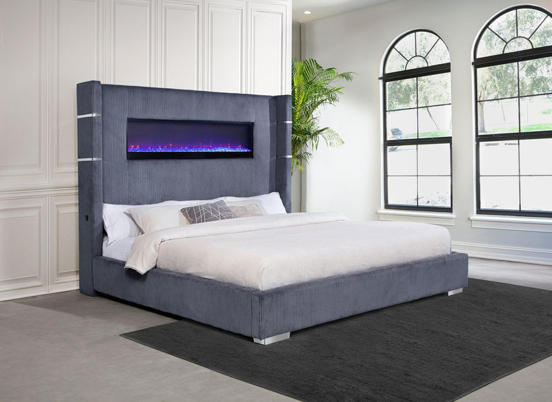 Tisdall Wingback Bed with Flame Visualizer - Furniture City (CA)l