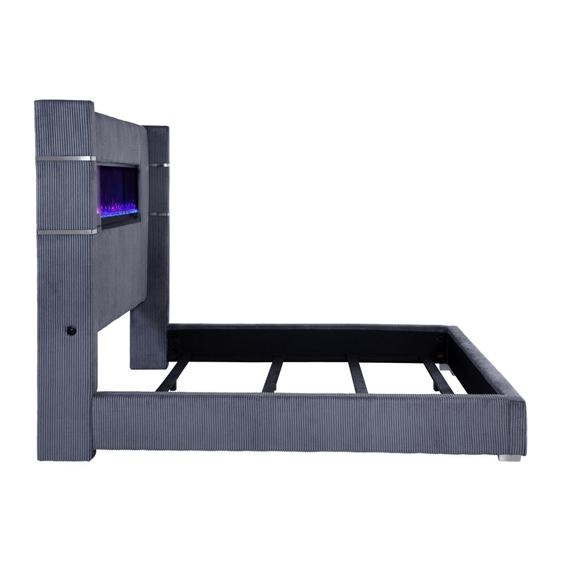 Tisdall Wingback Bed with Flame Visualizer - Furniture City (CA)l