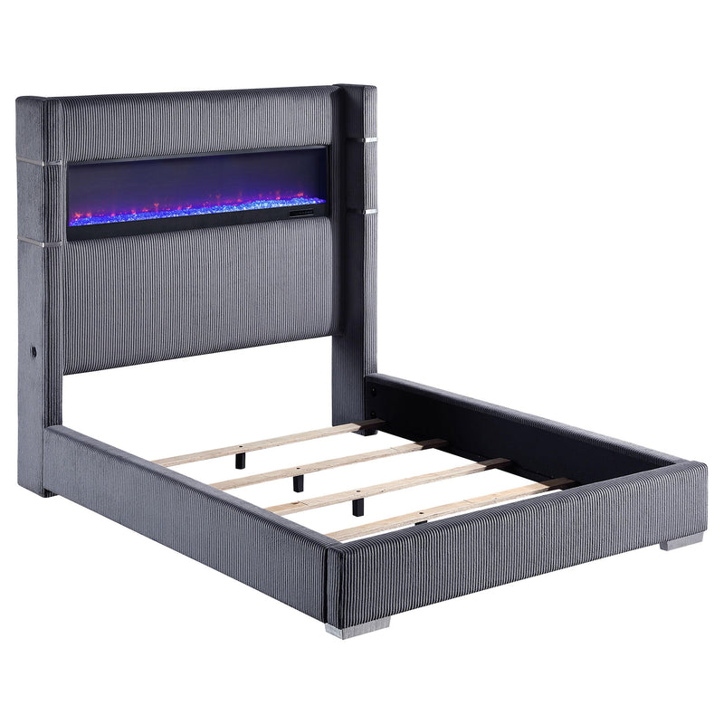 Tisdall Wingback Bed with Flame Visualizer - Furniture City (CA)l