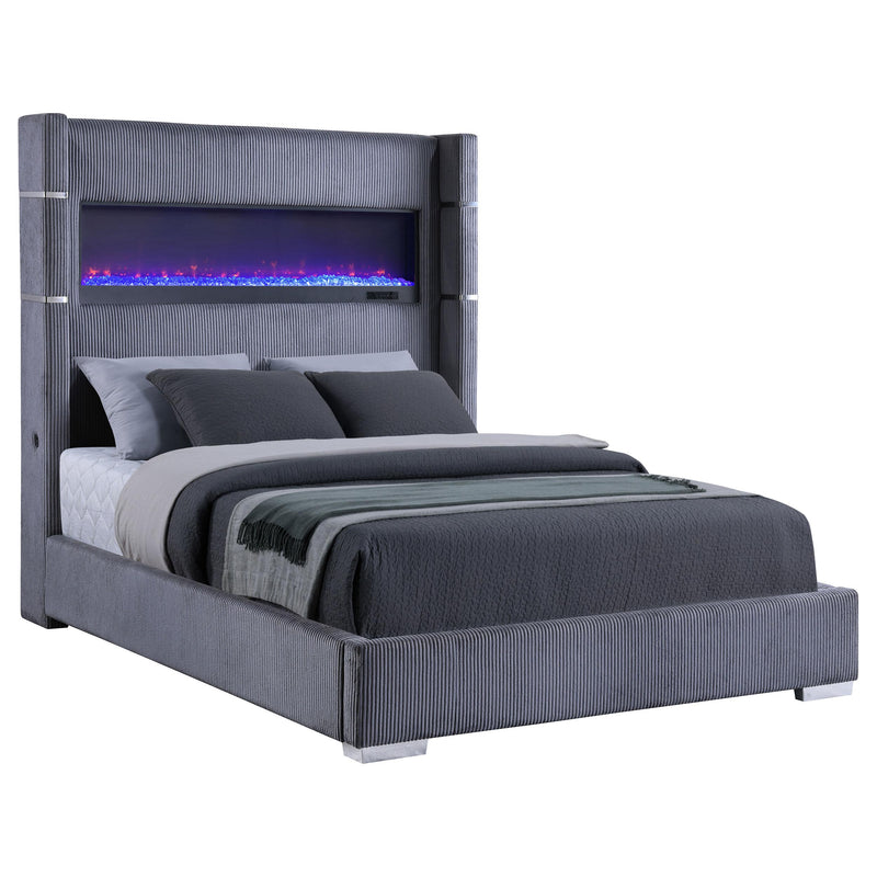 Tisdall Wingback Bed with Flame Visualizer - Furniture City (CA)l