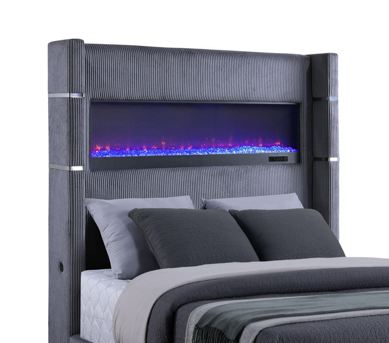 Tisdall Wingback Bed with Flame Visualizer - Furniture City (CA)l