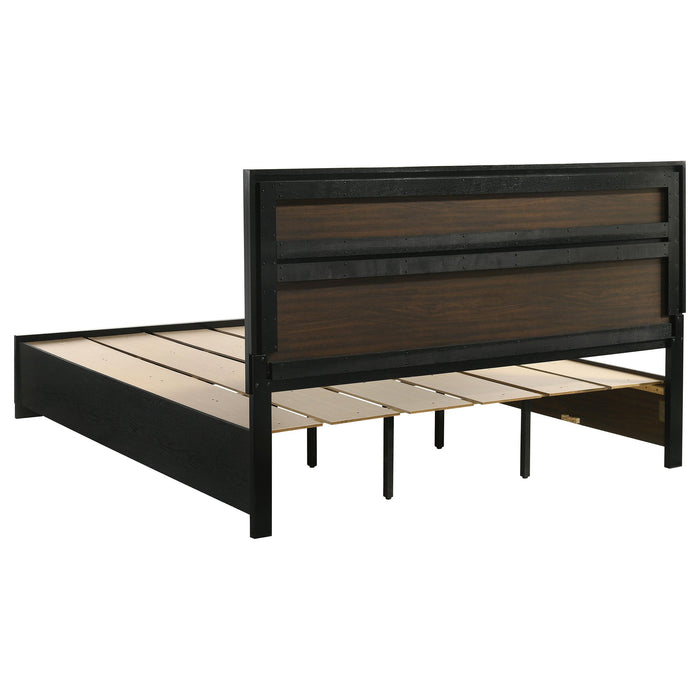 Miranda California King. E.King, & Queen 2-drawer Storage Bed Black & White