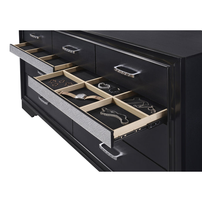 Miranda 7-drawer Dresser White and Rhinestone