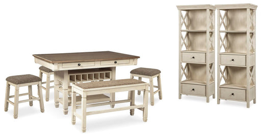 bolanburg-counter-height-dining-table-4-stools-bench-and-2-display-cabinets-1