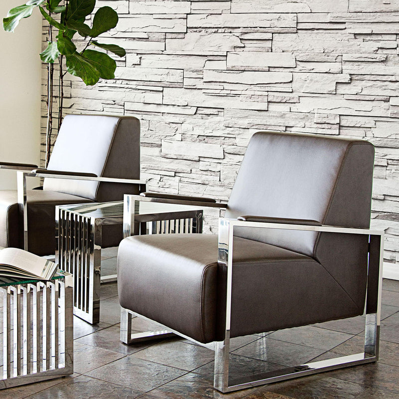 Century Accent Chair w/ Stainless Steel Frame by Diamond Sofa - Elephant Grey - Furniture City (CA)l