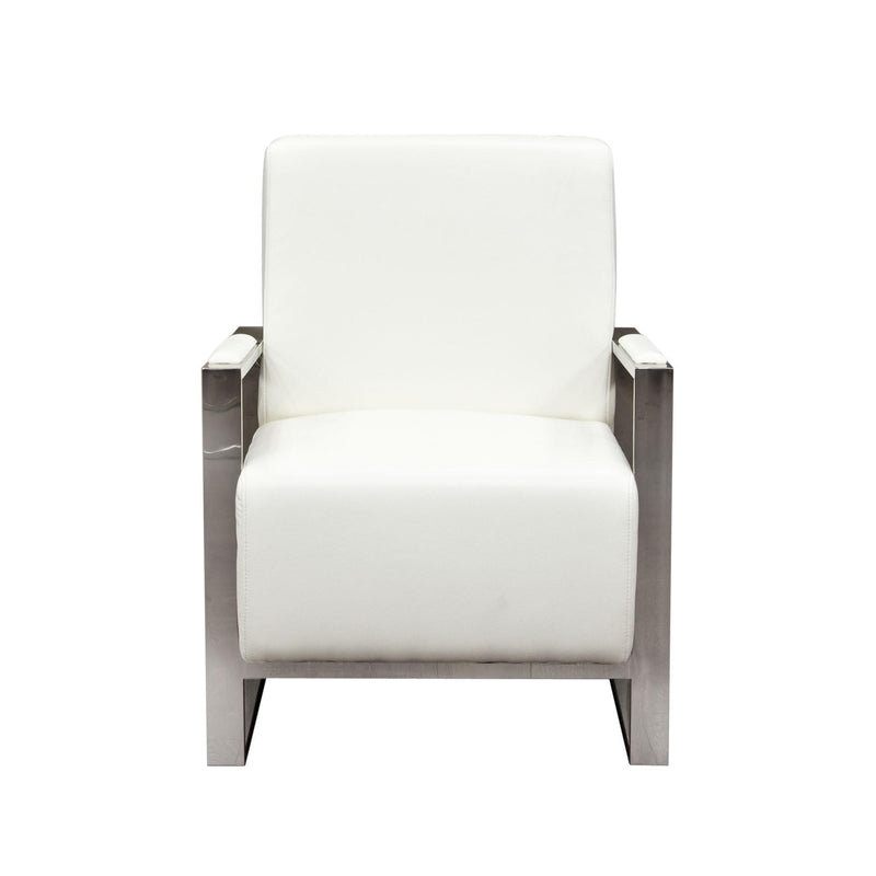 Century Accent Chair w/ Stainless Steel Frame by Diamond Sofa - White - Furniture City (CA)l