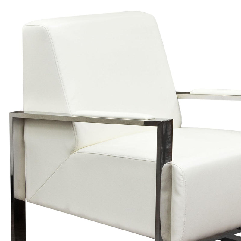 Century Accent Chair w/ Stainless Steel Frame by Diamond Sofa - White - Furniture City (CA)l