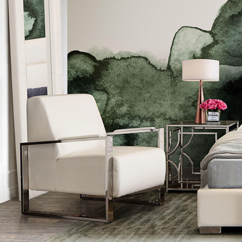 Century Accent Chair w/ Stainless Steel Frame by Diamond Sofa - White - Furniture City (CA)l