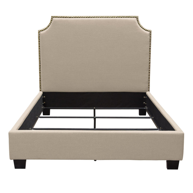 Kingston Eastern King Bed with Nail Head Accent by Diamond Sofa - Desert Sand Linen - Furniture City (CA)l