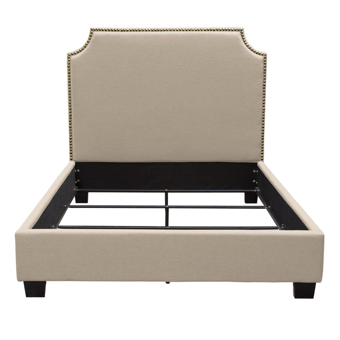 Kingston Eastern King Bed with Nail Head Accent by Diamond Sofa - Desert Sand Linen