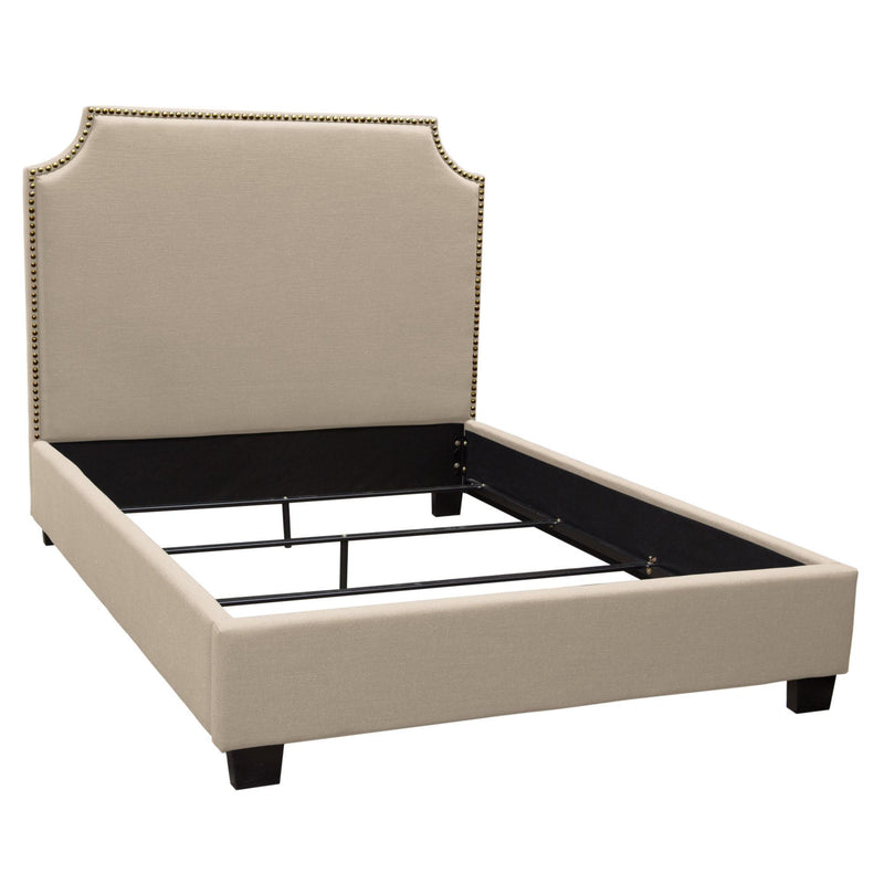 Kingston Eastern King Bed with Nail Head Accent by Diamond Sofa - Desert Sand Linen - Furniture City (CA)l