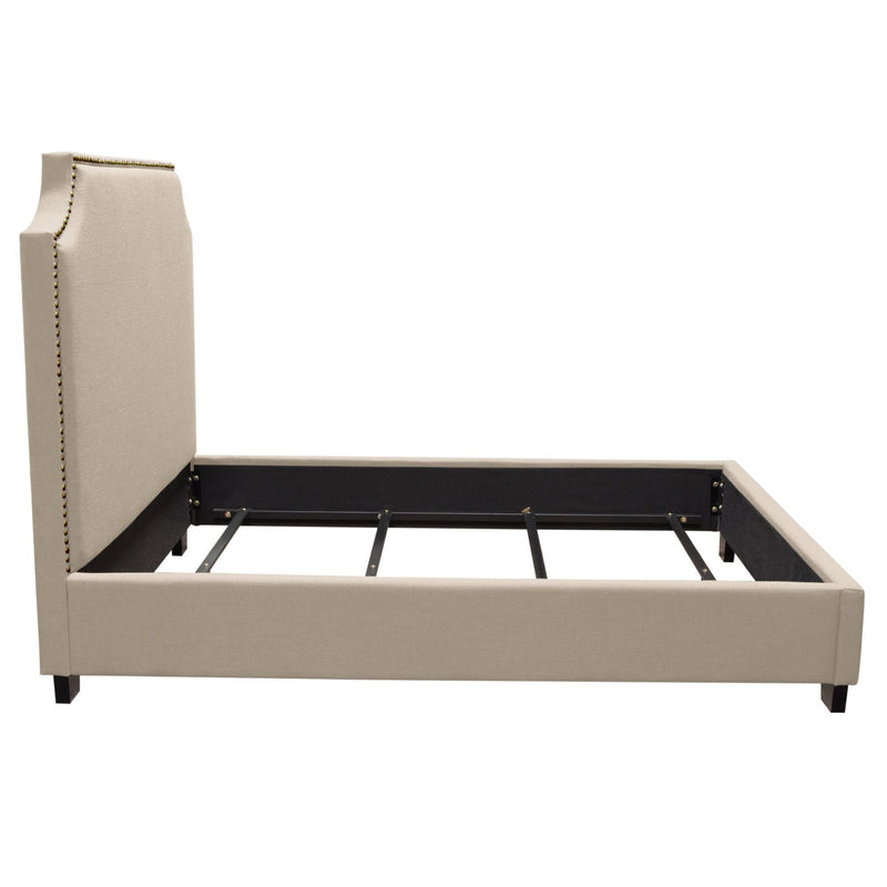 Kingston Eastern King Bed with Nail Head Accent by Diamond Sofa - Desert Sand Linen - Furniture City (CA)l