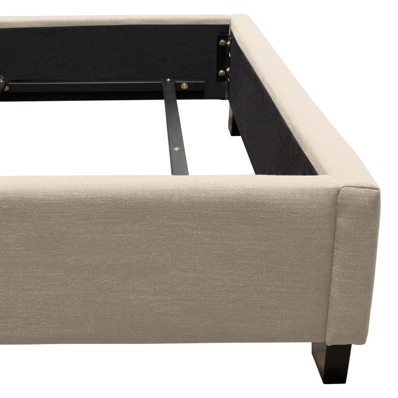 Kingston Eastern King Bed with Nail Head Accent by Diamond Sofa - Desert Sand Linen - Furniture City (CA)l