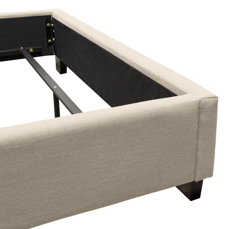 Kingston Eastern King Bed with Nail Head Accent by Diamond Sofa - Desert Sand Linen - Furniture City (CA)l