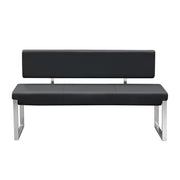 Knox Bench w/ Back & Stainless Steel Frame by Diamond Sofa - Black - Furniture City (CA)l