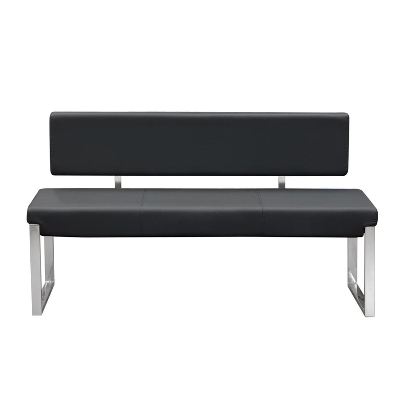 Knox Bench w/ Back & Stainless Steel Frame by Diamond Sofa - Black - Furniture City (CA)l