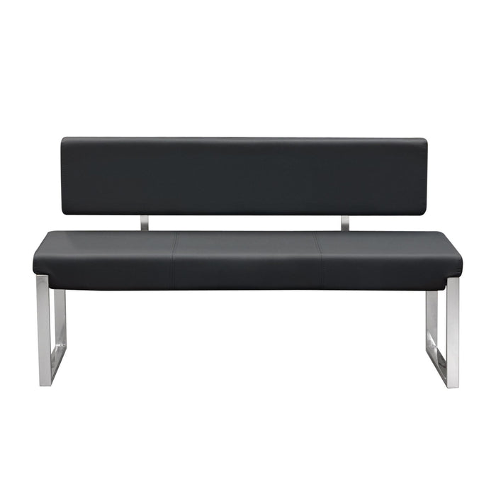 Knox Bench w/ Back & Stainless Steel Frame by Diamond Sofa - Black