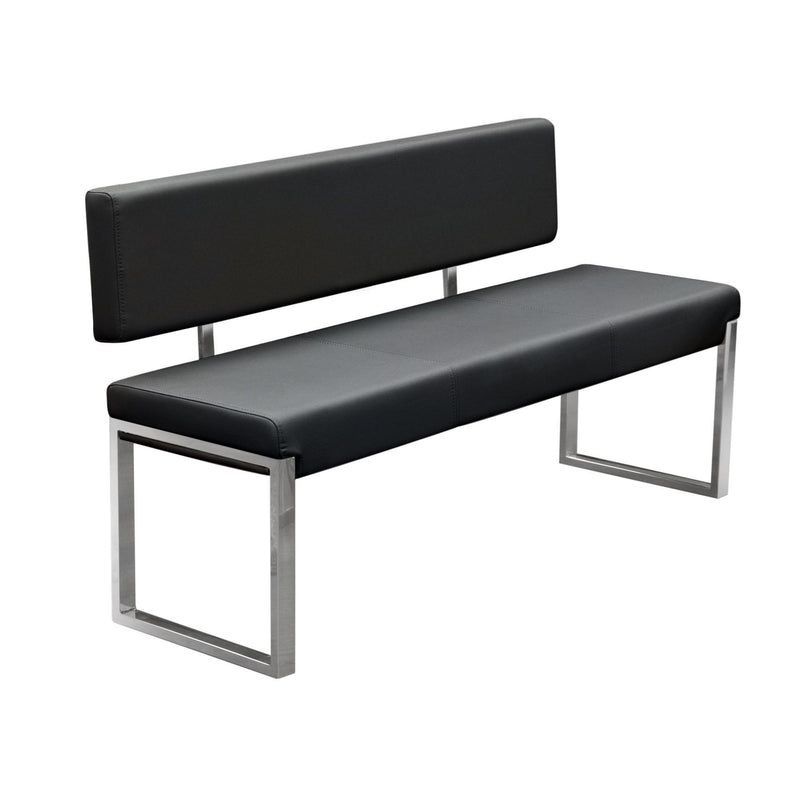 Knox Bench w/ Back & Stainless Steel Frame by Diamond Sofa - Black - Furniture City (CA)l