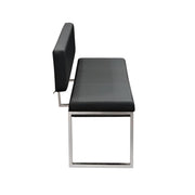 Knox Bench w/ Back & Stainless Steel Frame by Diamond Sofa - Black - Furniture City (CA)l