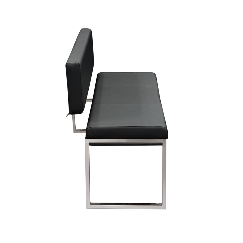 Knox Bench w/ Back & Stainless Steel Frame by Diamond Sofa - Black - Furniture City (CA)l