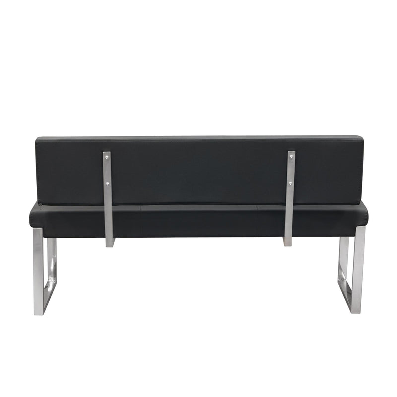 Knox Bench w/ Back & Stainless Steel Frame by Diamond Sofa - Black - Furniture City (CA)l