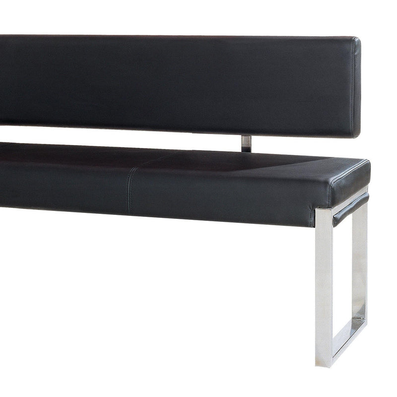Knox Bench w/ Back & Stainless Steel Frame by Diamond Sofa - Black - Furniture City (CA)l