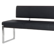 Knox Bench w/ Back & Stainless Steel Frame by Diamond Sofa - Black - Furniture City (CA)l