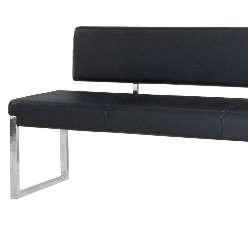 Knox Bench w/ Back & Stainless Steel Frame by Diamond Sofa - Black - Furniture City (CA)l