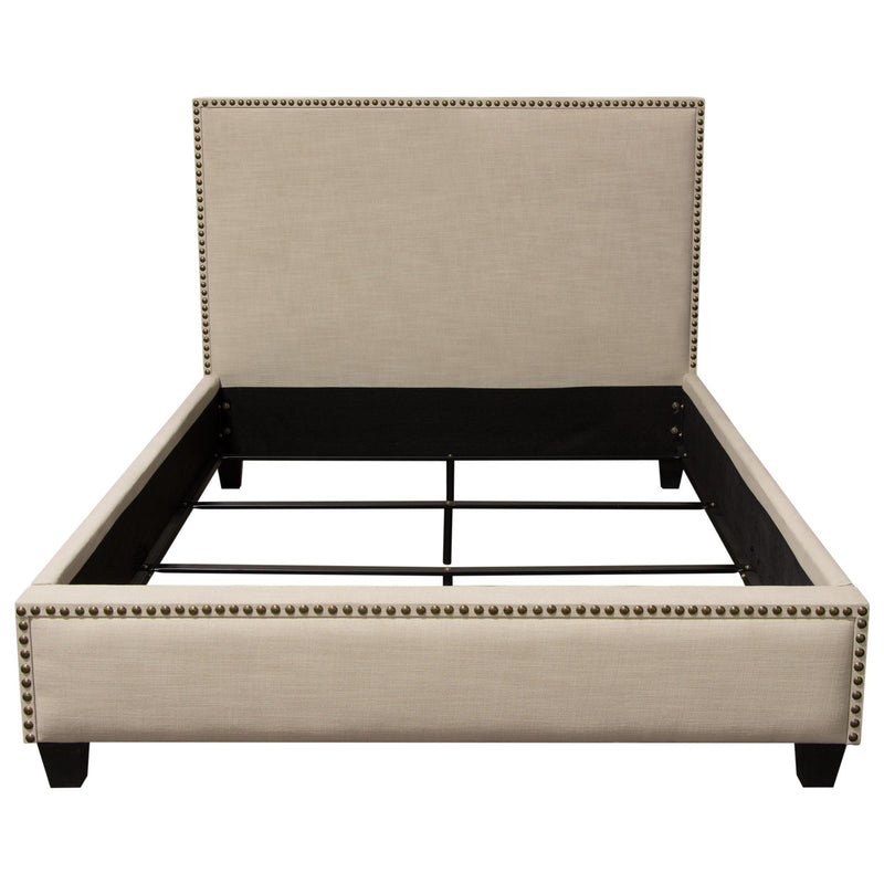 La Jolla Queen Bed with Nail Head Accent by Diamond Sofa - Desert Sand Linen - Furniture City (CA)l