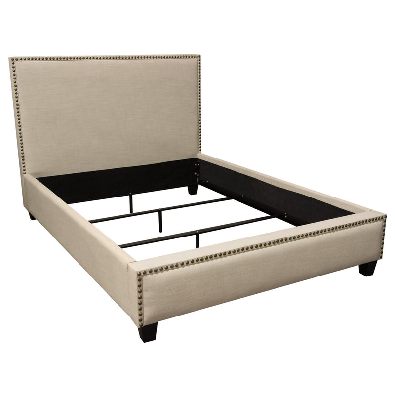 La Jolla Eastern King Bed with Nail Head Accent by Diamond Sofa - Desert Sand Linen - Furniture City (CA)l