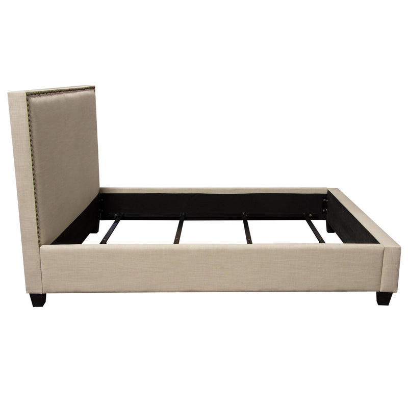 La Jolla Queen Bed with Nail Head Accent by Diamond Sofa - Desert Sand Linen - Furniture City (CA)l