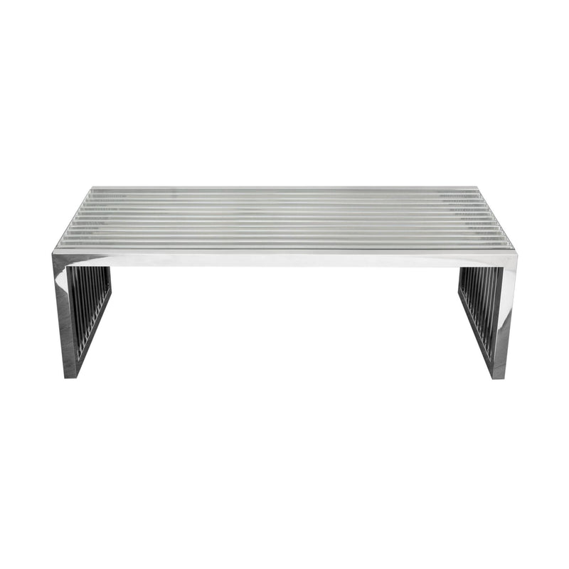 SOHO Rectangular Stainless Steel Cocktail Table w/ Clear, Tempered Glass Top by Diamond Sofa - Furniture City (CA)l