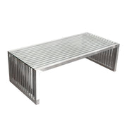 SOHO Rectangular Stainless Steel Cocktail Table w/ Clear, Tempered Glass Top by Diamond Sofa - Furniture City (CA)l
