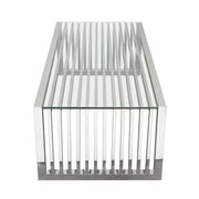 SOHO Rectangular Stainless Steel Cocktail Table w/ Clear, Tempered Glass Top by Diamond Sofa - Furniture City (CA)l