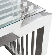 SOHO Rectangular Stainless Steel Cocktail Table w/ Clear, Tempered Glass Top by Diamond Sofa - Furniture City (CA)l