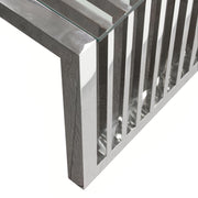 SOHO Rectangular Stainless Steel Cocktail Table w/ Clear, Tempered Glass Top by Diamond Sofa - Furniture City (CA)l