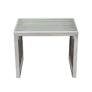 SOHO Rectangular Stainless Steel End Table w/ Clear, Tempered Glass Top by Diamond Sofa - Furniture City (CA)l