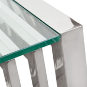 SOHO Rectangular Stainless Steel End Table w/ Clear, Tempered Glass Top by Diamond Sofa - Furniture City (CA)l