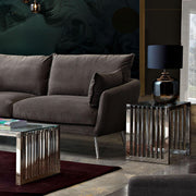 SOHO Rectangular Stainless Steel End Table w/ Clear, Tempered Glass Top by Diamond Sofa - Furniture City (CA)l