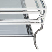 Avalon Cocktail Table with Clear Glass Top, Mirrored Shelf & Stainless Steel Frame by Diamond Sofa - Furniture City (CA)l
