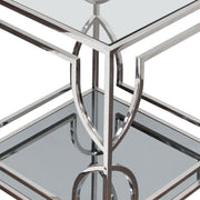 Avalon End Table with Clear Glass Top, Mirrored Shelf & Stainless Steel Frame by Diamond Sofa - Furniture City (CA)l