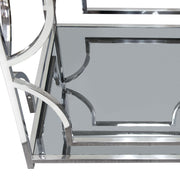 Avalon End Table with Clear Glass Top, Mirrored Shelf & Stainless Steel Frame by Diamond Sofa - Furniture City (CA)l