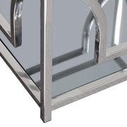 Avalon End Table with Clear Glass Top, Mirrored Shelf & Stainless Steel Frame by Diamond Sofa - Furniture City (CA)l