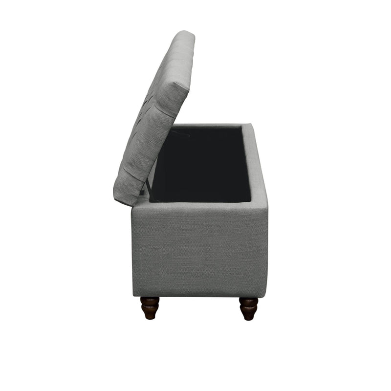 Park Ave Tufted Lift-Top Storage Trunk by Diamond Sofa - Grey Linen - Furniture City (CA)l